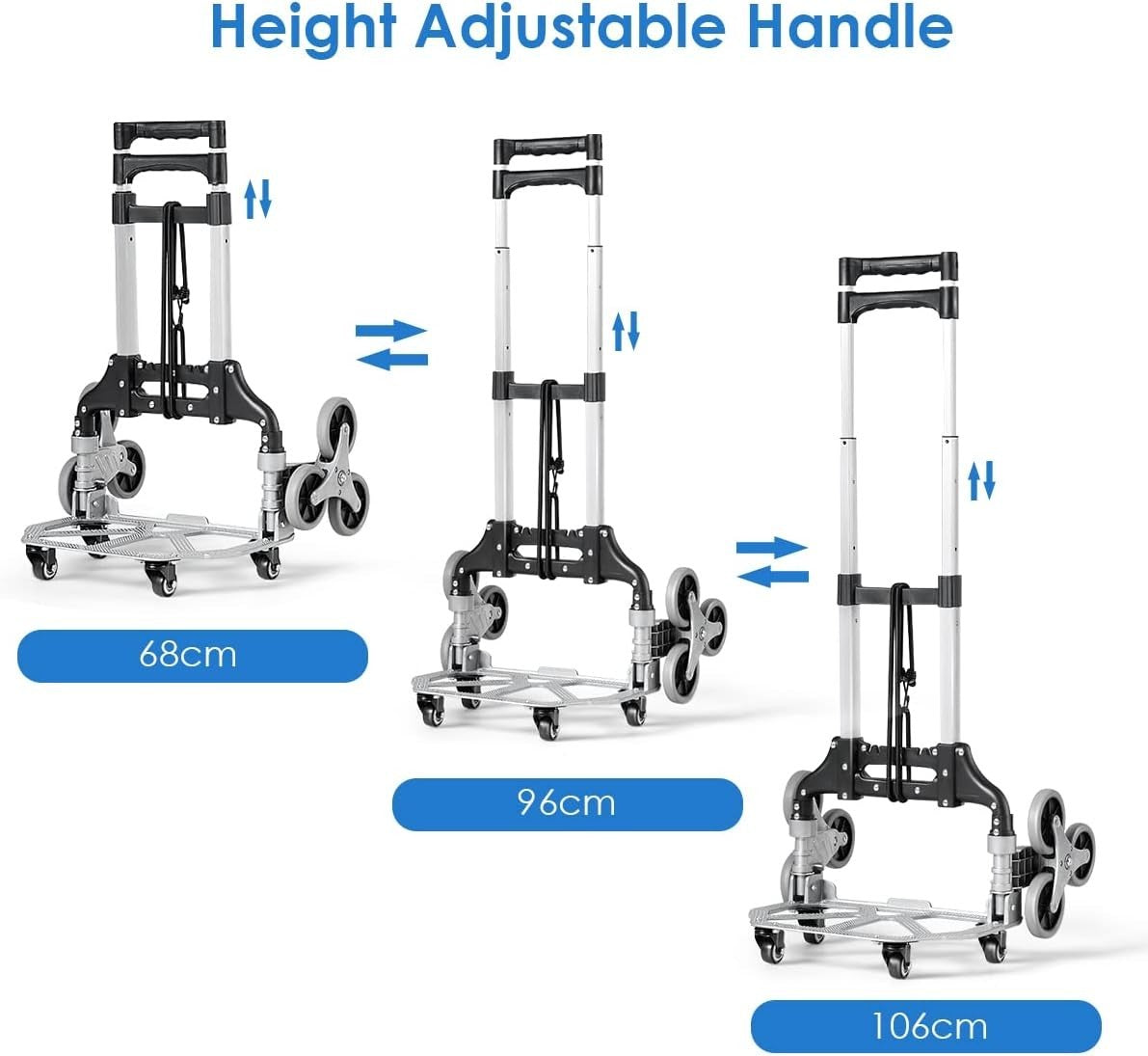 Aluminium Stair Climbing Hand Truck 10 Wheels Folding Sack Trolley 80KG