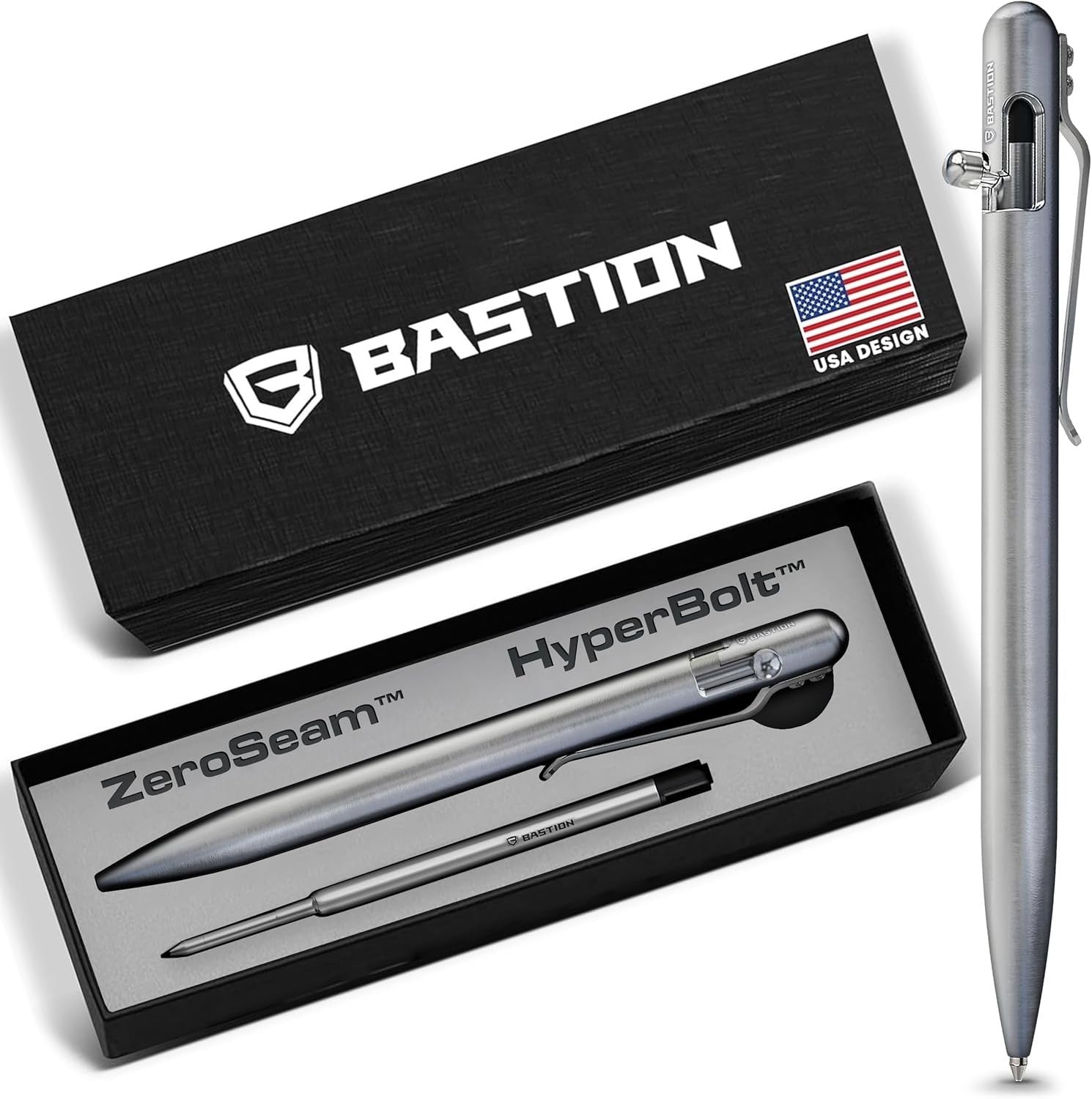 Luxury Titanium Black Ballpoint Pen – Slim, Bolt Action, Gift Ready