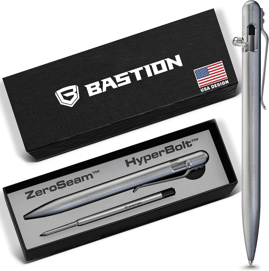 Luxury Titanium Black Ballpoint Pen – Slim, Bolt Action, Gift Ready