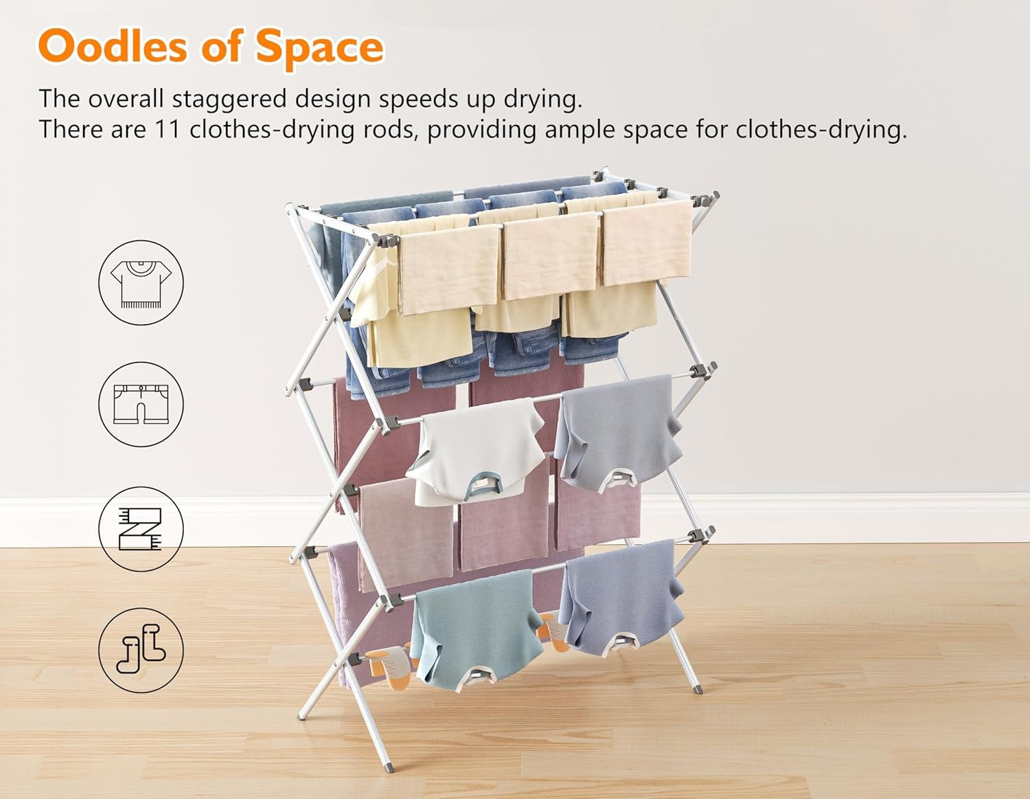3 Tier Foldable Clothes Heavy Duty Laundry Drying Rack Indoor Outdoor