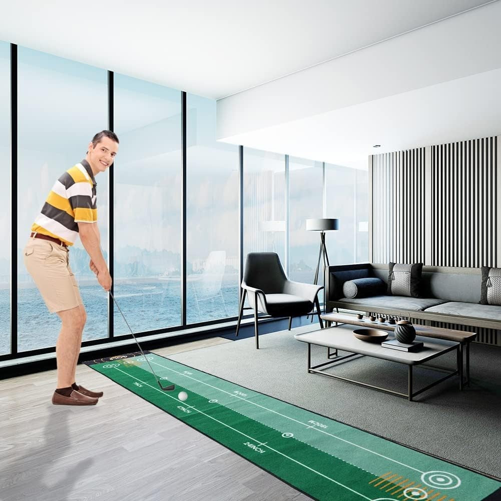 Golf Putting Mat Auto Return Trainer Indoor Outdoor Practice Green
