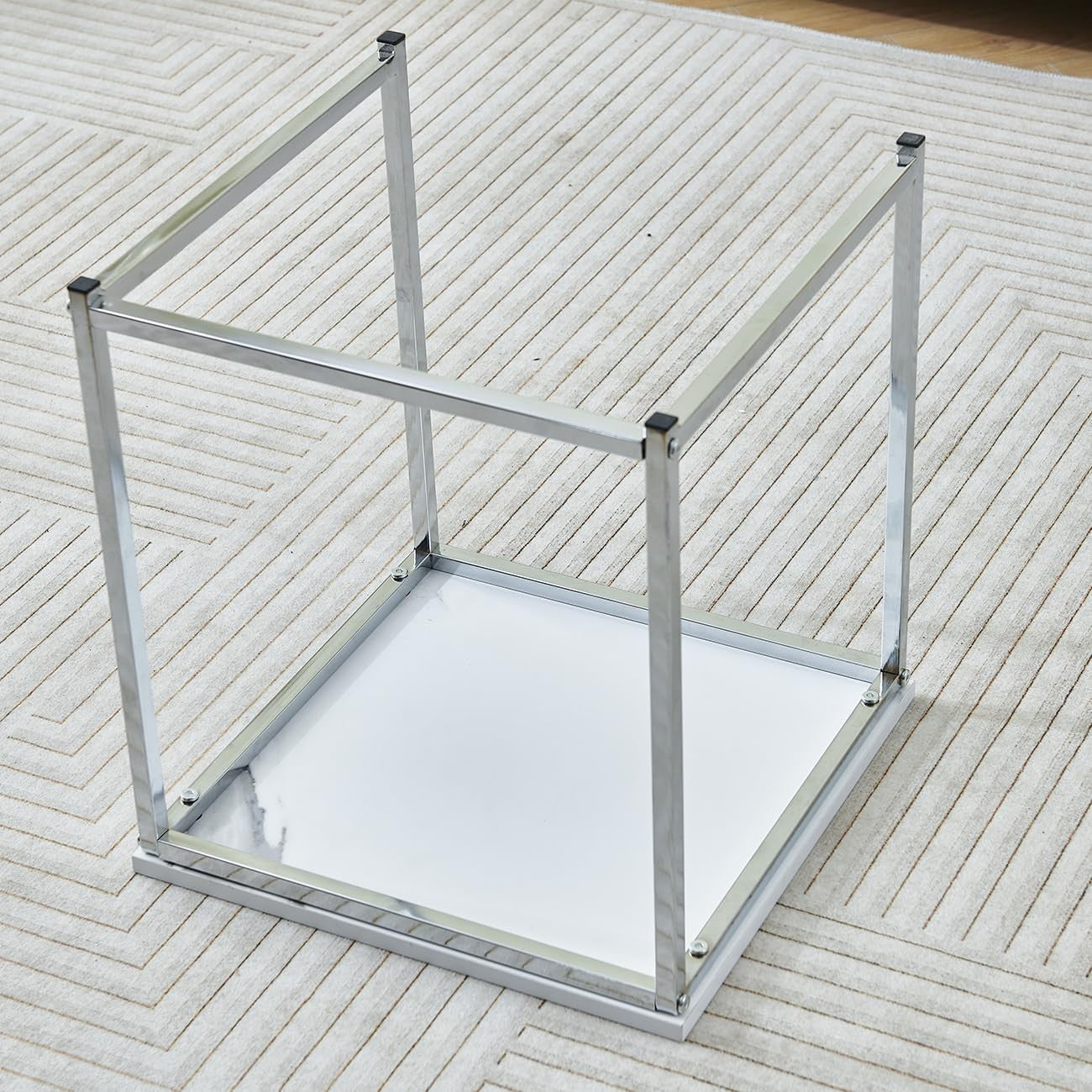 Set of 3 Nesting Coffee Side Tables White Marble End Storage Space Saver