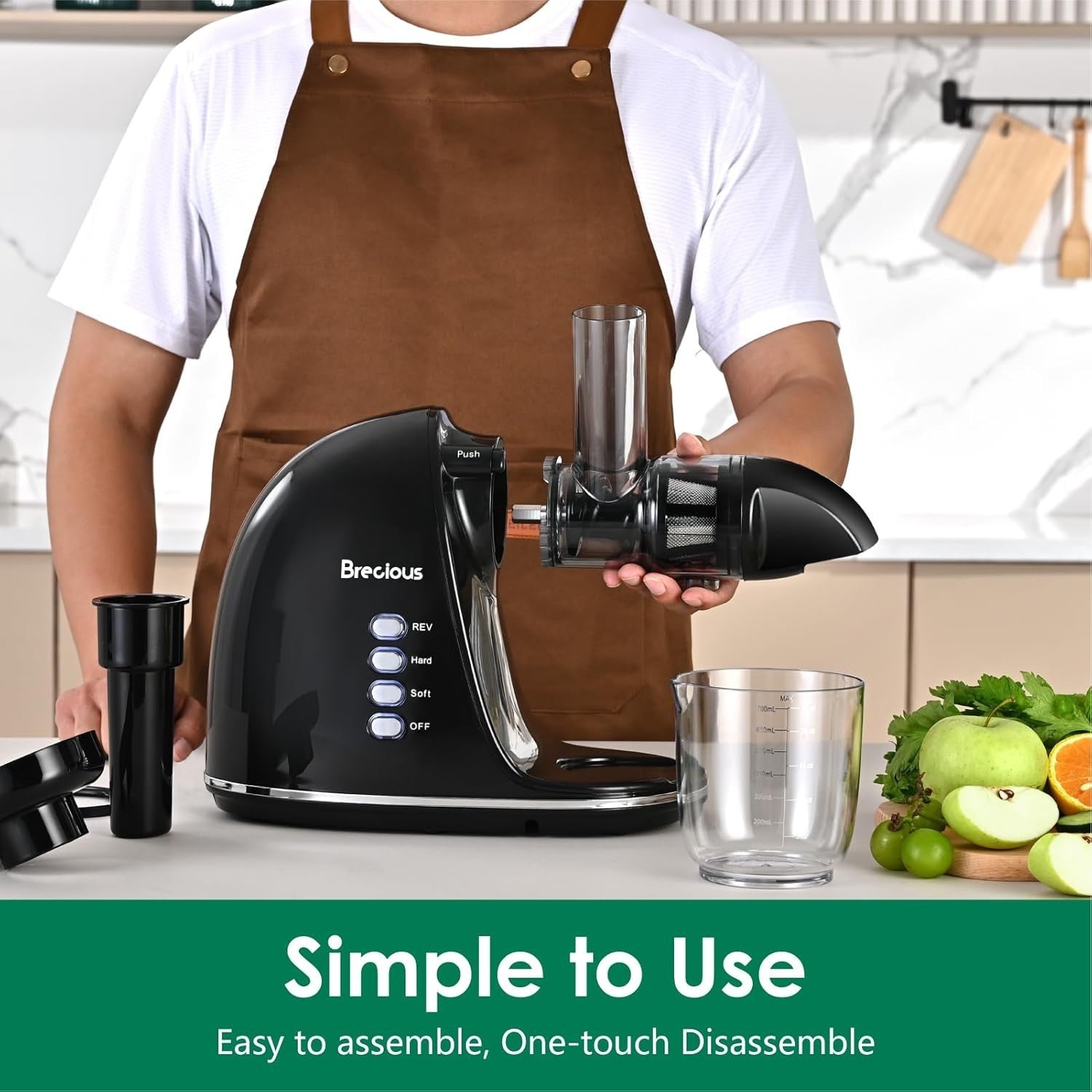 Cold Press Juicer Slow Masticating Quiet High Yield BPA Free Easy Clean