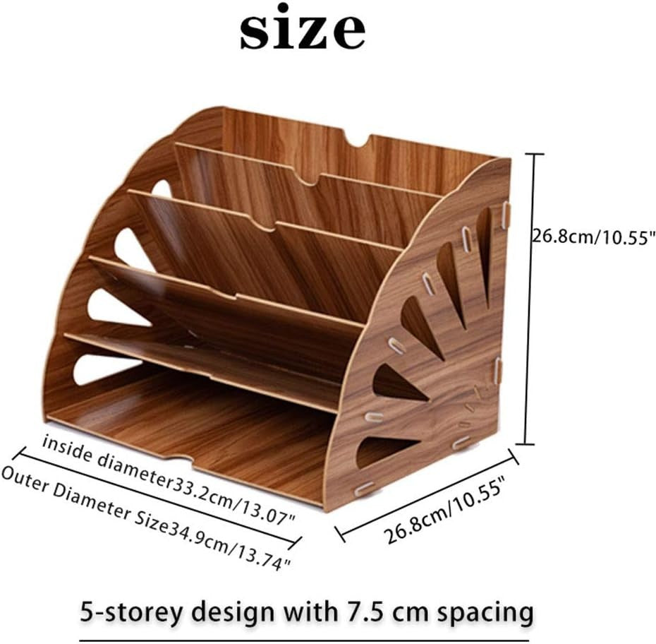 Wooden Desk Organizer with 5 Shelves – A4 File & Paper Holder