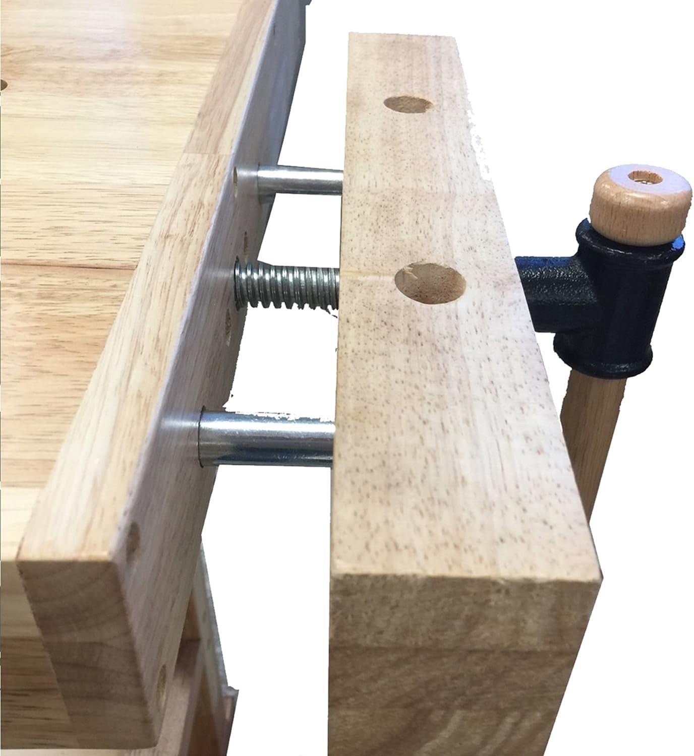Heavy Duty Hardwood Workbench 152cm Table 7" Vice Drawers Clamp Shelf Beech