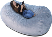 Grey XXL Memory Foam Bean Bag Chair Sofa - Giant Soft Lounger for Adults Kids
