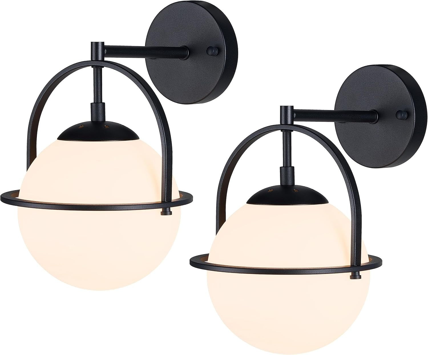 Modern Black Globe Wall Light Frosted Glass Sconce E27 Hallway Lamp
