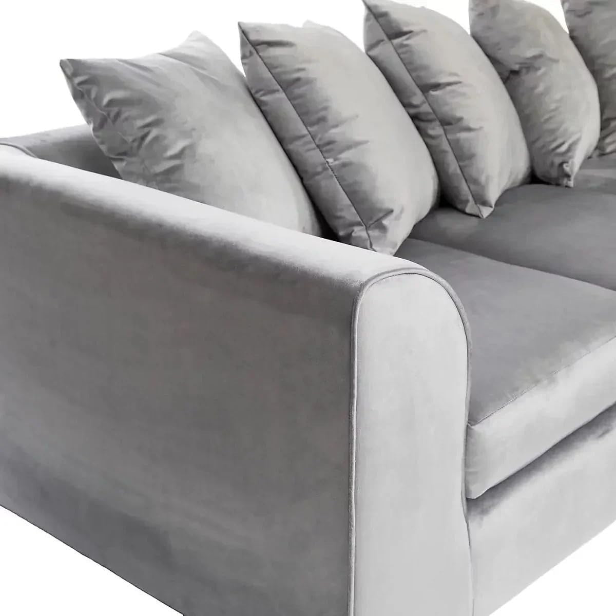 Grey Plush Velvet 4 Seater L Shape Modular Corner Sofa RH/LH - Luxury Comfort