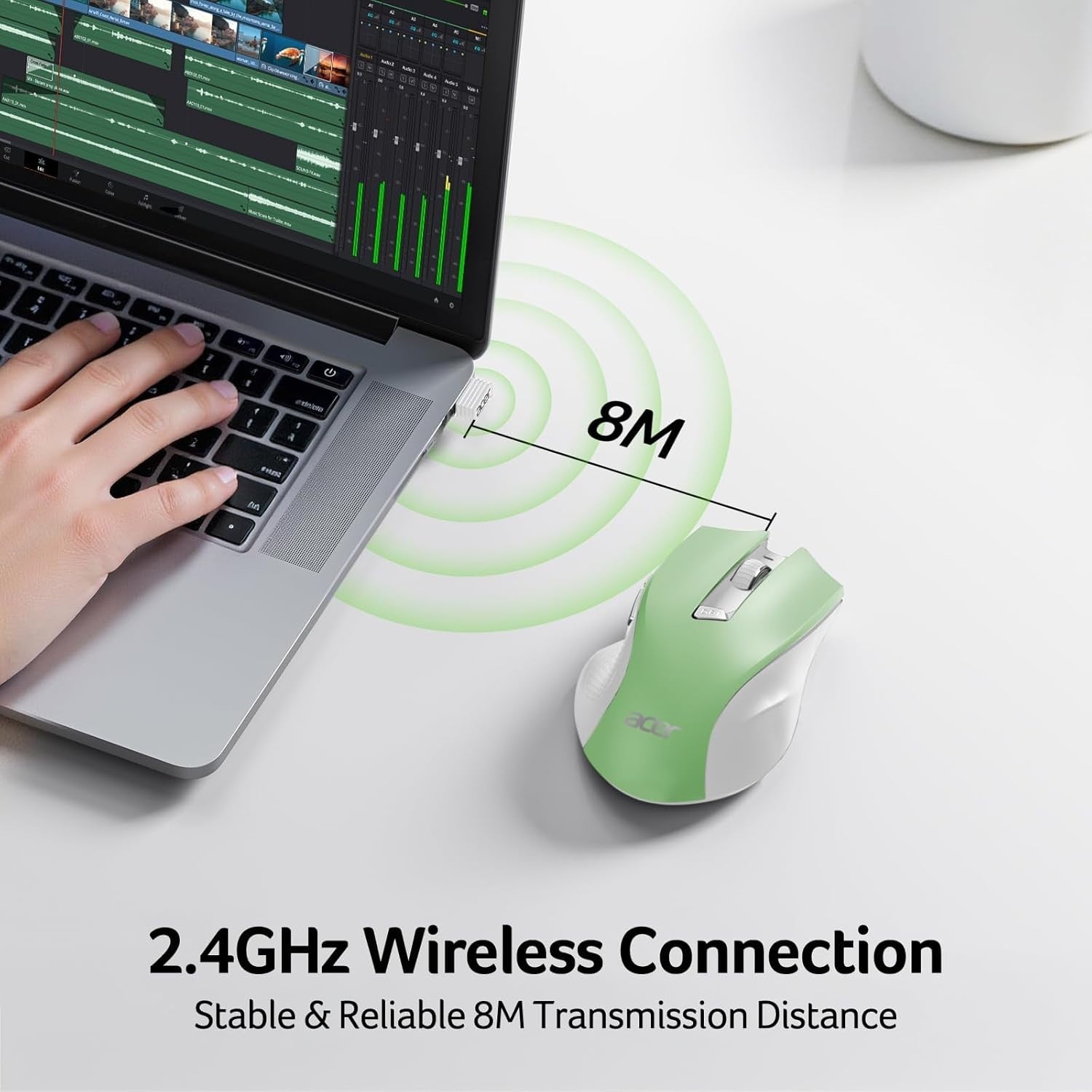 Ergonomic Wireless Mouse 2.4GHz Adjustable DPI 6-Button Comfort Grip PC