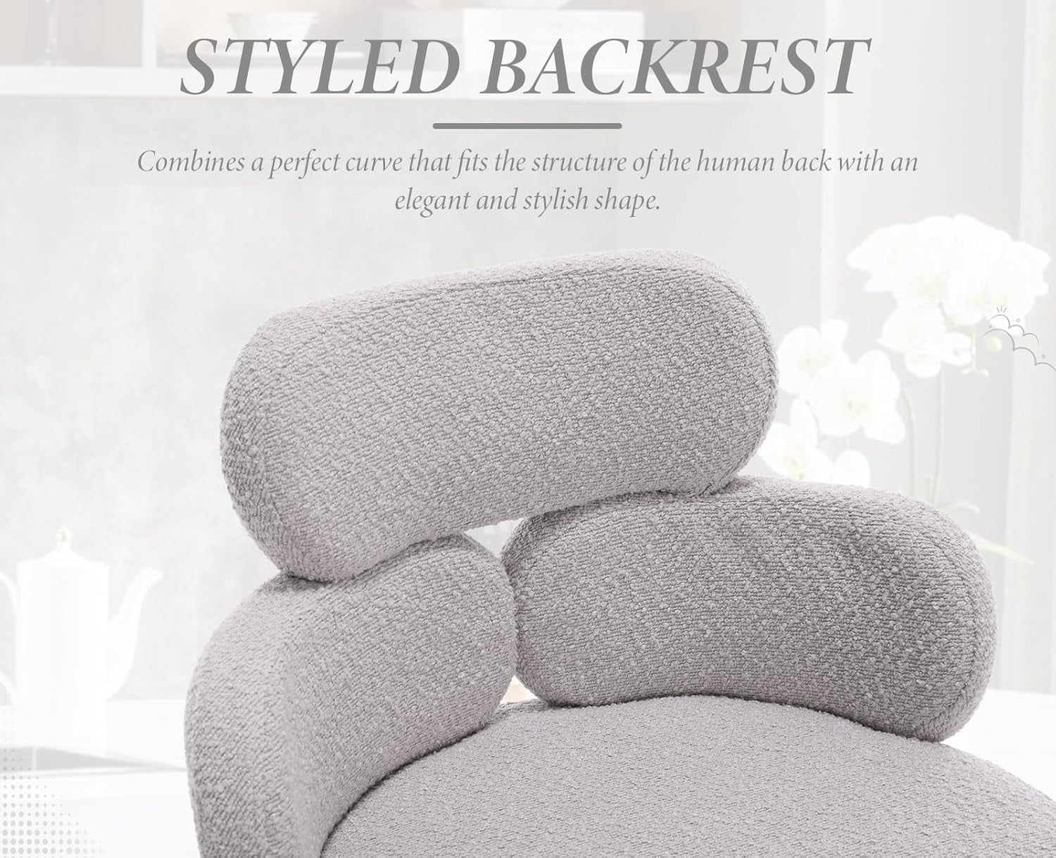 Modern Bar Stools 2pcs Grey Faux Fur Counter Kitchen Chairs