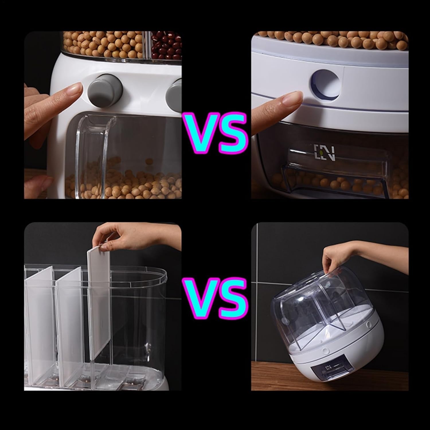 Wall Mounted 20KG Rice Dispenser 5 Grid Airtight