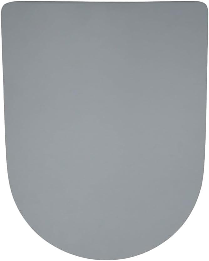 Grey D-Shaped Toilet Seat Quick Release Top & Bottom Fix 45x36cm