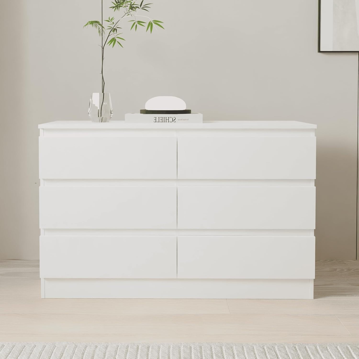 White 6 Drawer Chest Dresser Unit Bedroom Storage Cabinet Modern MDF