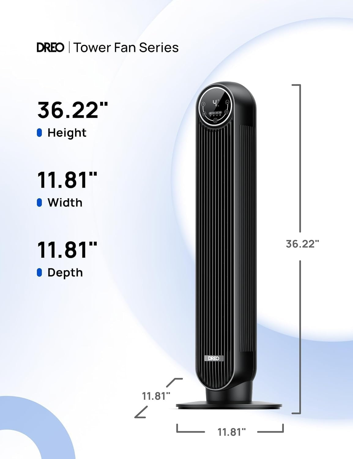 28dB Silent Tower Fan 25ft/s Velocity Electric Cooling Fan with Remote 4-Speed