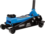 3 Ton Hydraulic Trolley Jack Blue Black Lightweight Car Lift Rear Swivel Castors