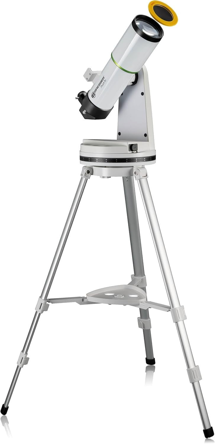 Smart 80mm 400mm Refractor Telescope PushTo App Bluetooth Tripod Silver White
