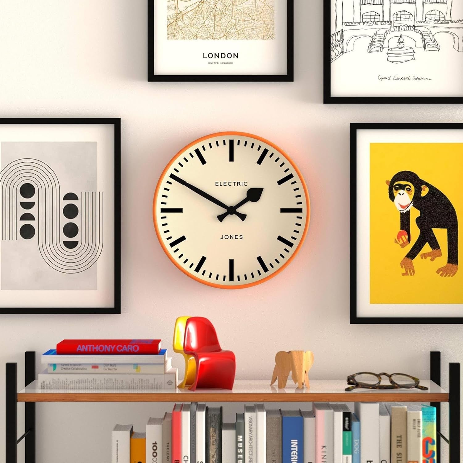 30cm Modern Orange Wall Clock Silent Station Style Round Quartz Clock Home Offic