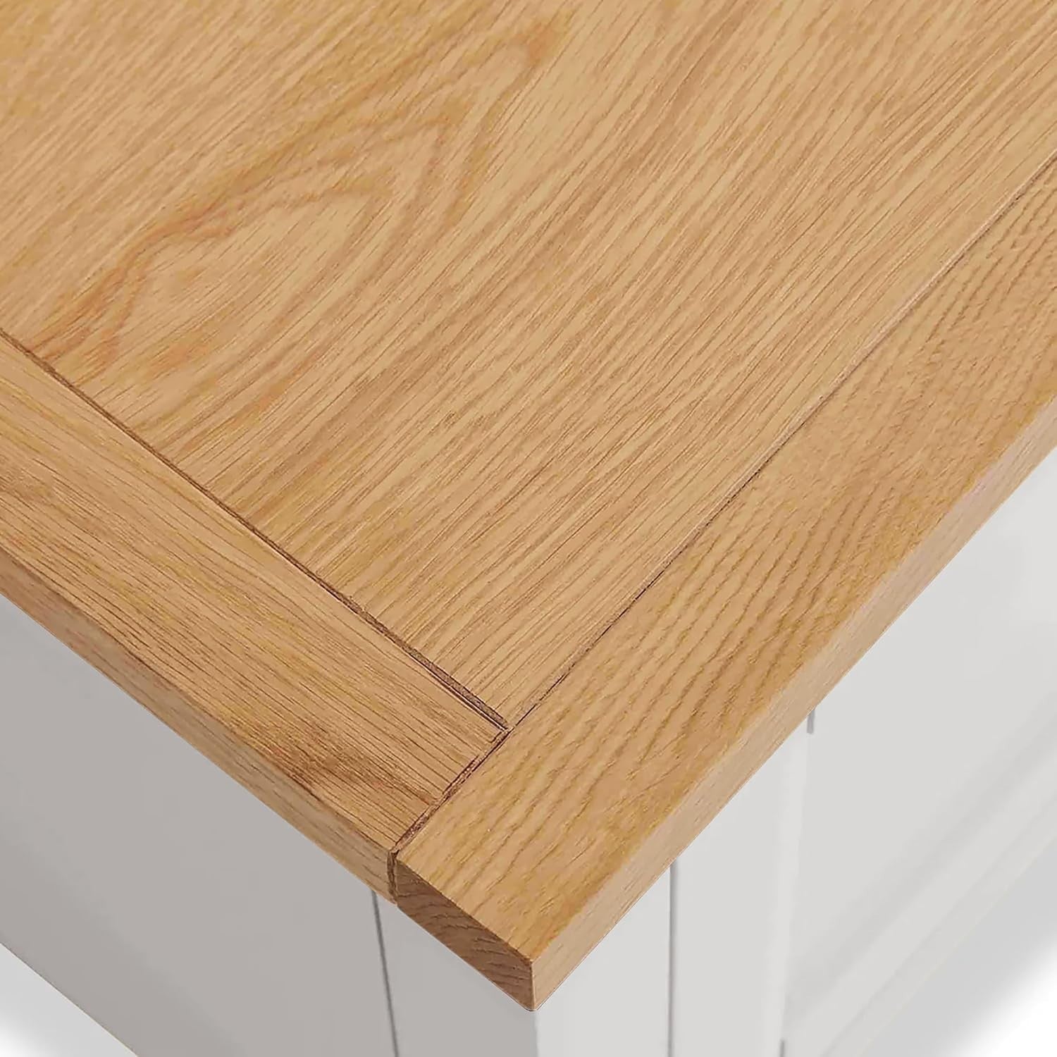 White 8 Drawer Chest with Oak Top – Large Solid Wood Bedroom Storage Unit