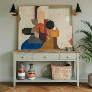 Elegant Console Table with Drawers & Bottom Shelf, Acacia Top, 143cm
