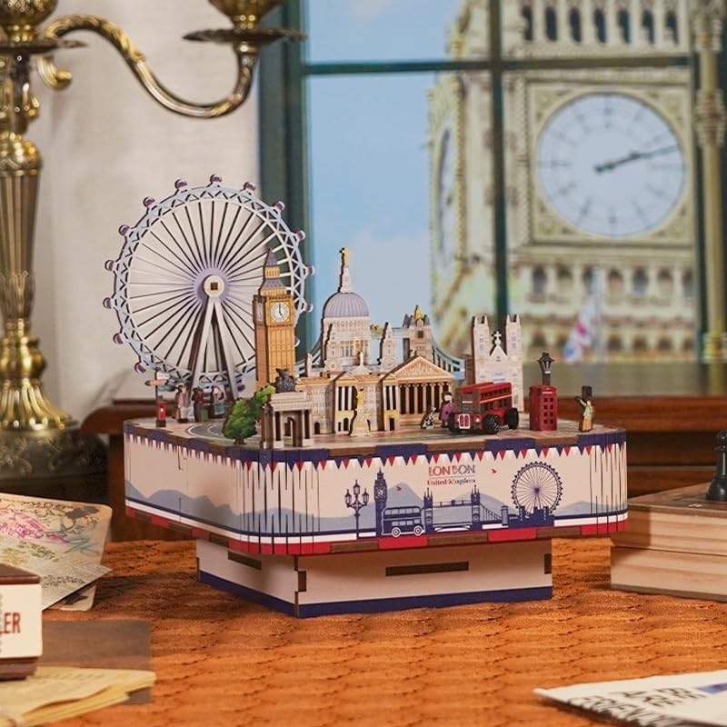 3D Wooden London Puzzle Music Box DIY Kit Adults Gift Home Decor