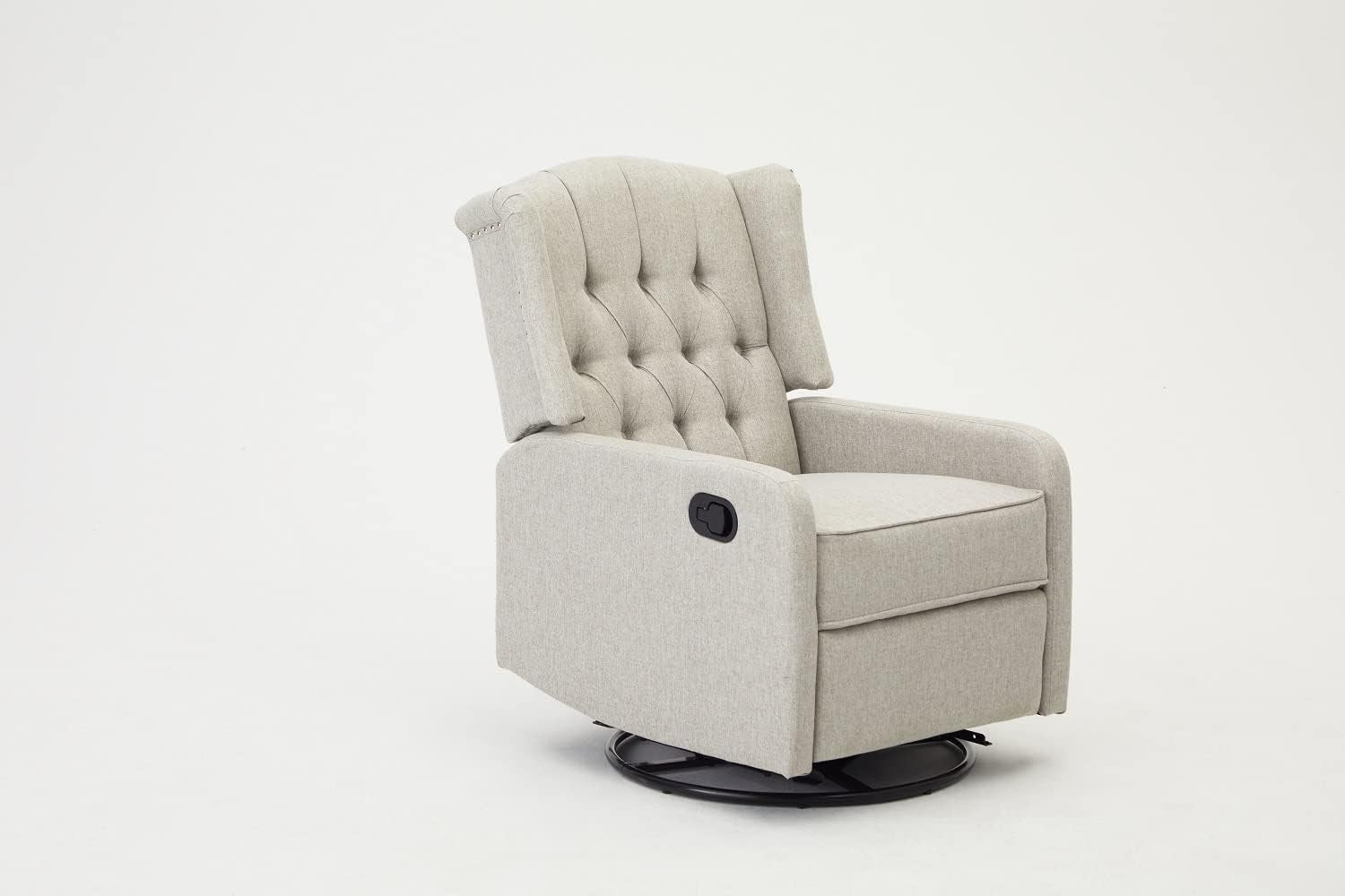 Grey Swivel Recliner Armchair Fabric Wing Back Chair Lounge Relax Seat