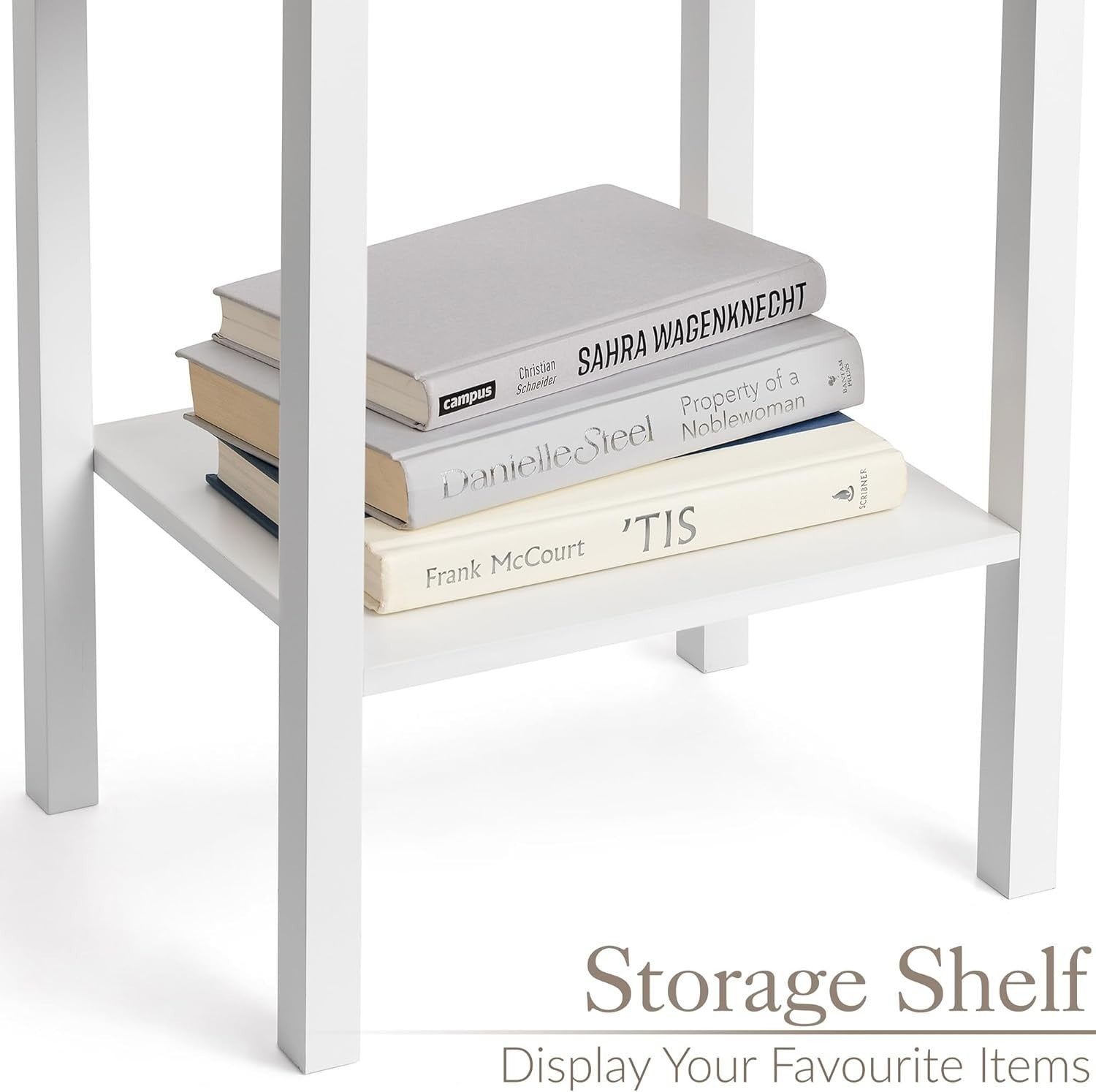 Set of 2 White Bedside Tables with Drawer & Shelf, Wooden Nightstands 60x40x30cm
