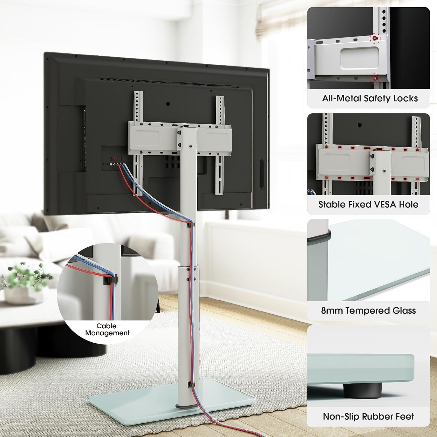 TV Floor Stand 32–70” with Tilt, Swivel & Height Adjust, VESA 400x400