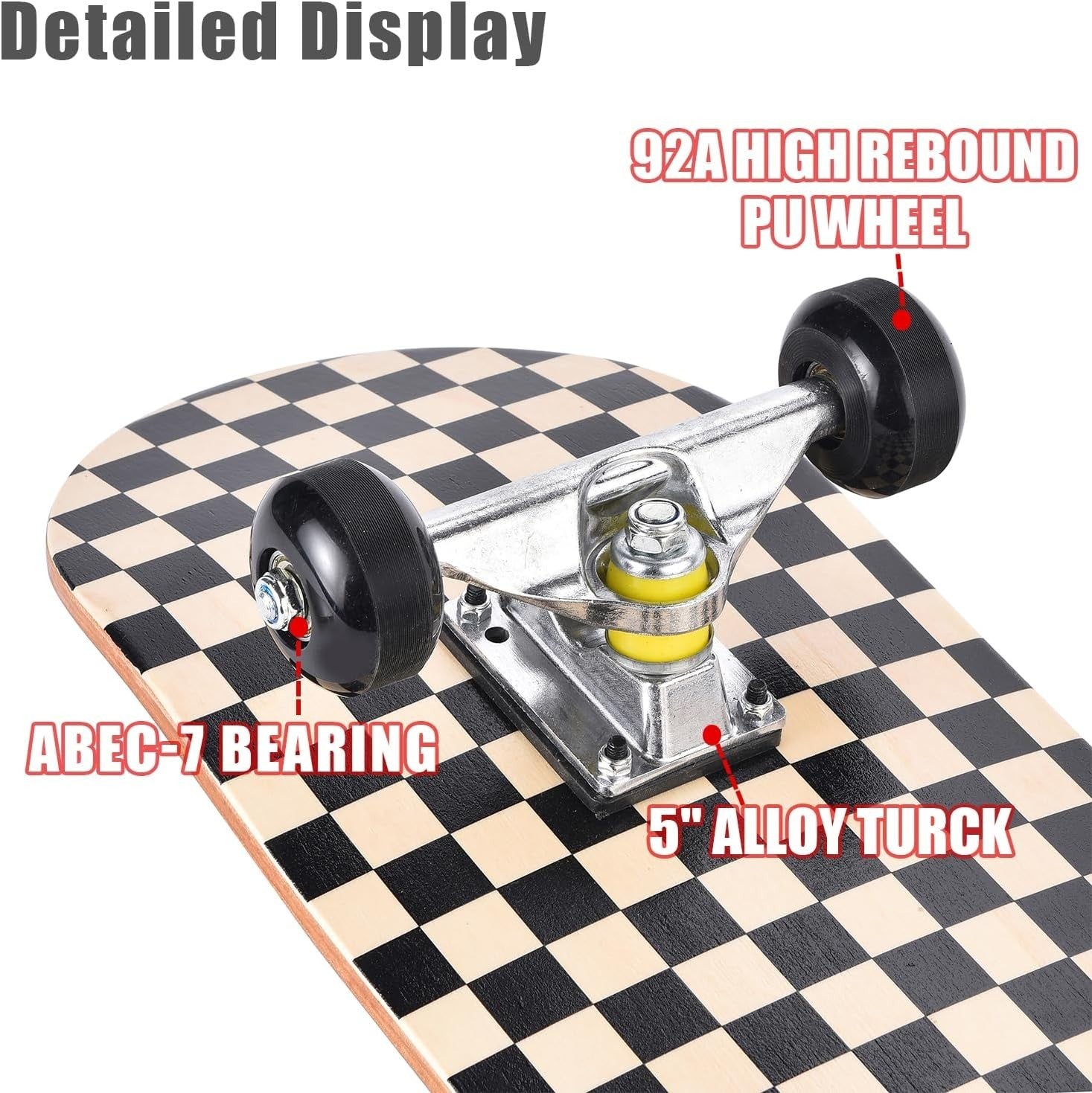 31" Maple Double Kick Skateboard Beginners Kids Teens Adults w/ T-Tool
