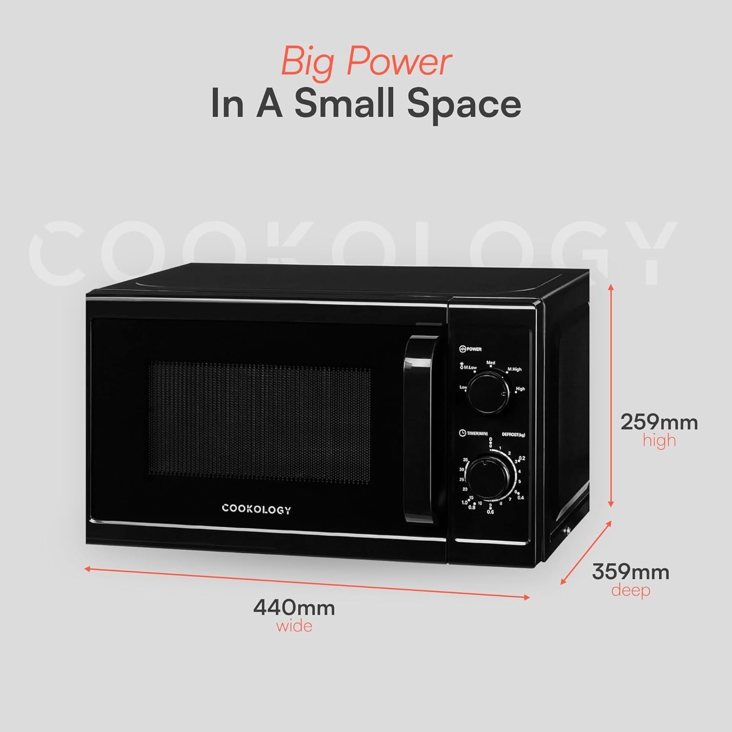 20L Freestanding Microwave 800W 5 Power Levels Quick Defrost Black