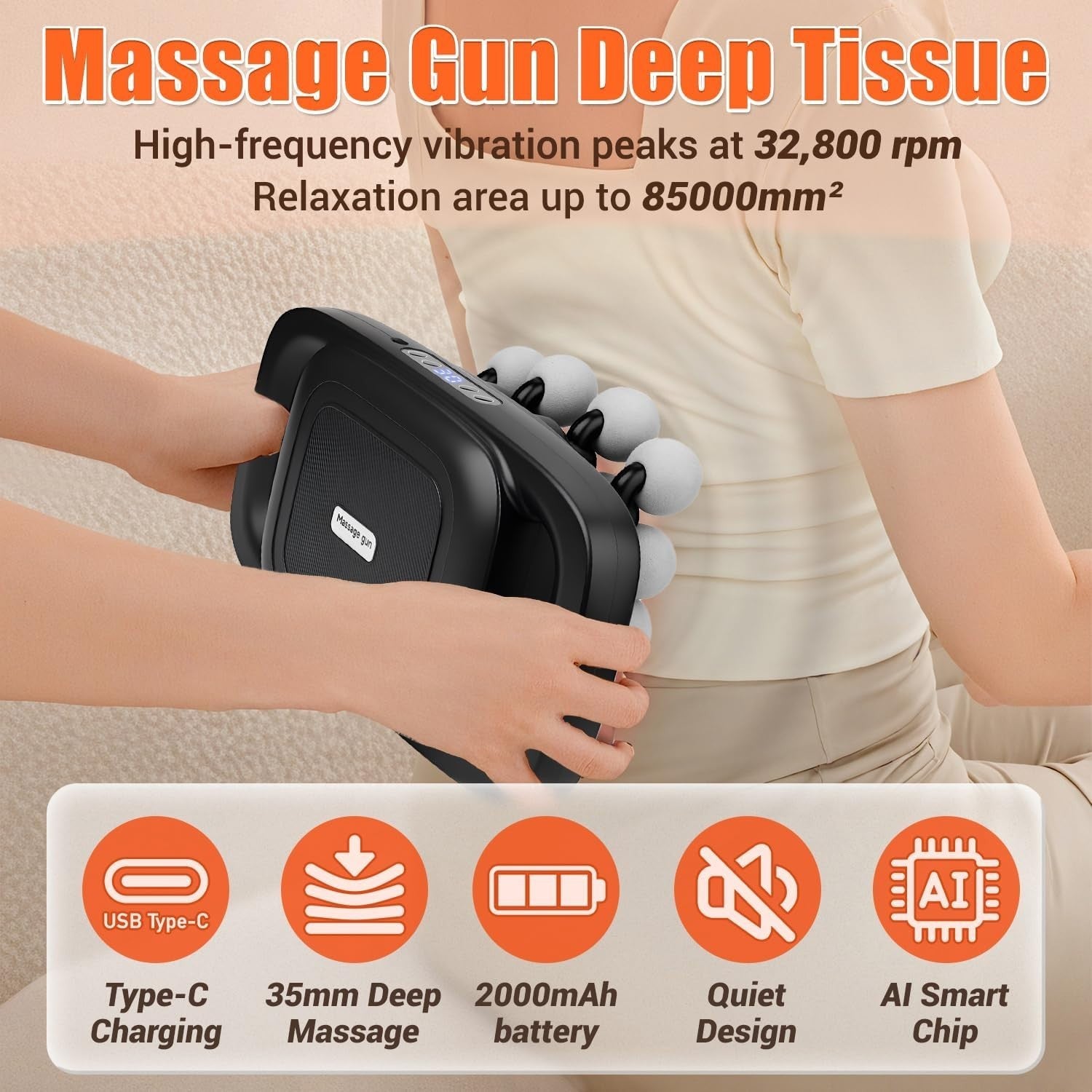 16 Head Deep Tissue Massage Gun 30 Speed Levels Full Body Muscle Relief