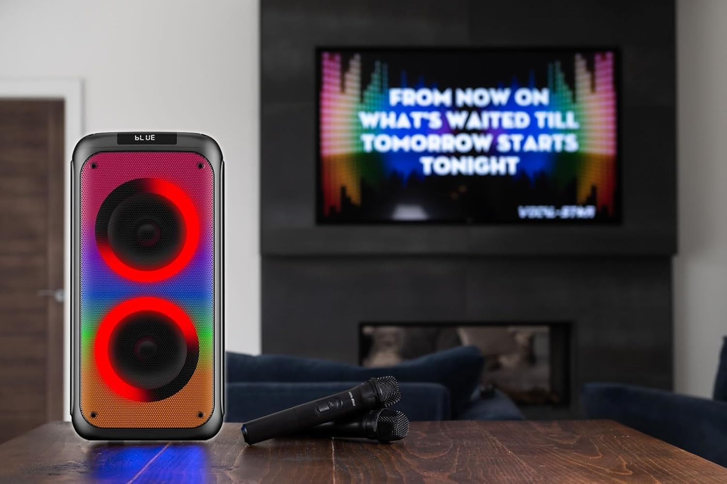 100W Bluetooth Karaoke Machine with 2 Wireless Mics LED