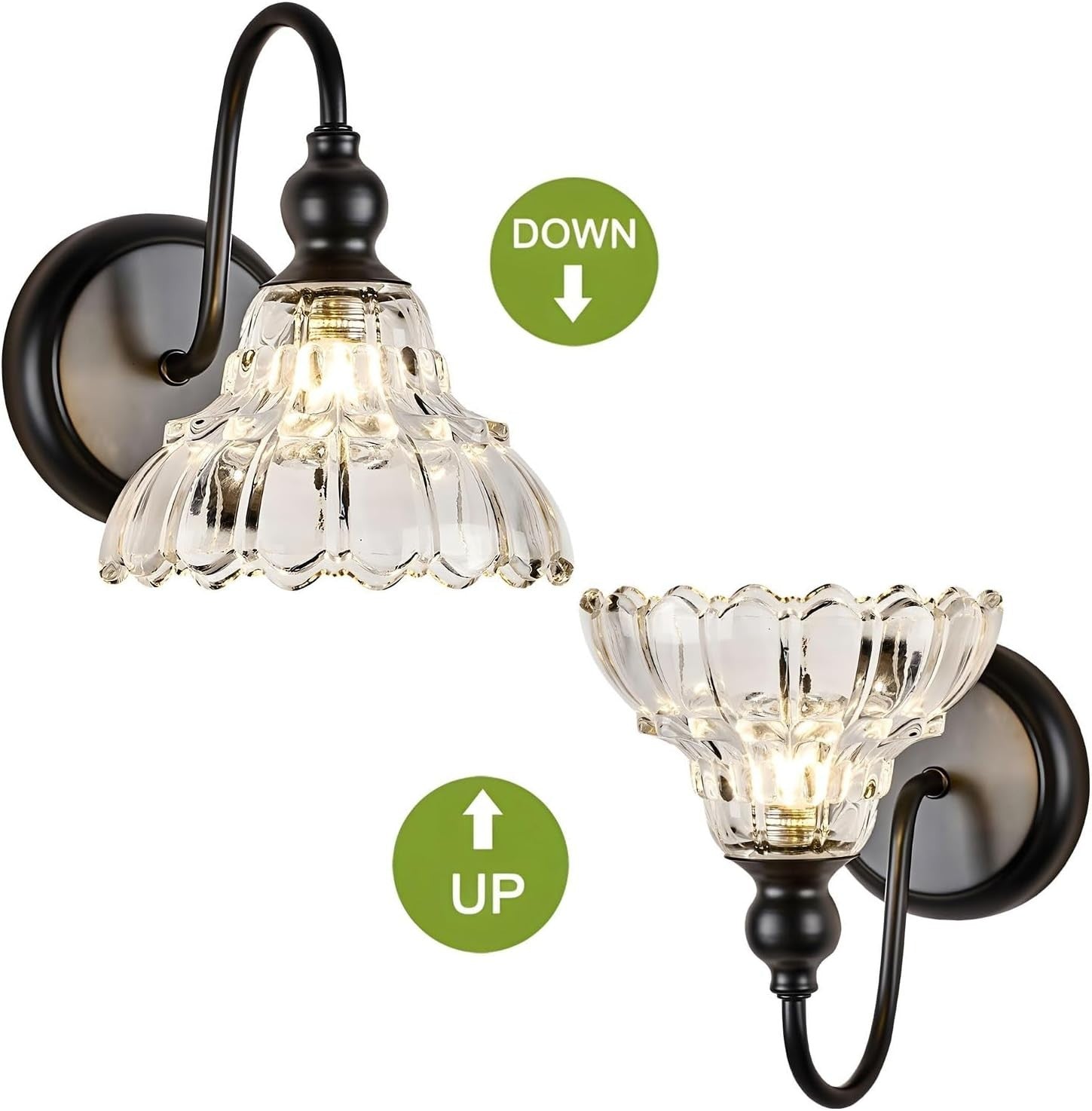 Wireless Battery Wall Sconces Set of 2 with Remote & Dimmable LED Lights