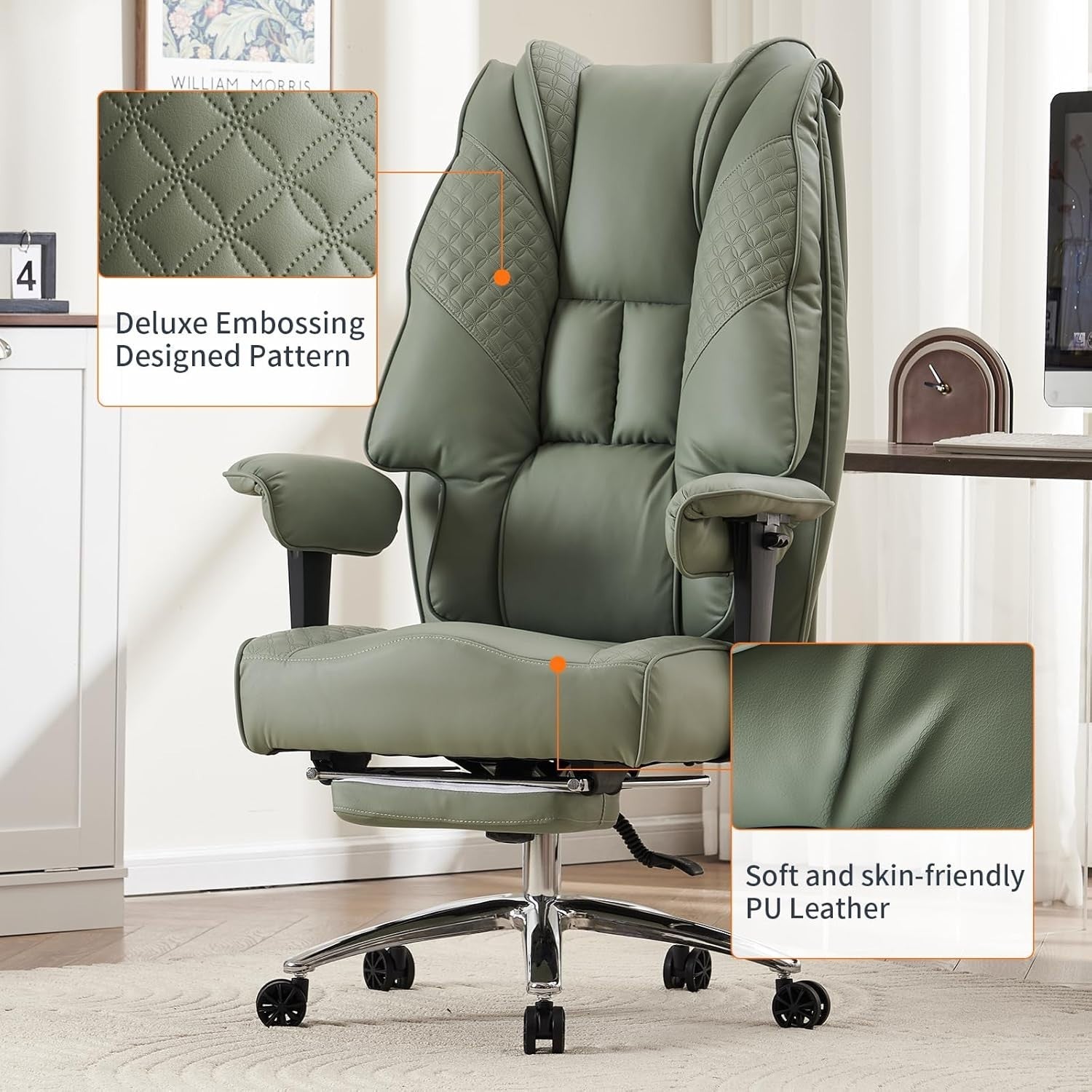 Oversized Office Chair Big & Tall Faux Leather Heavy Duty 400lb Capacity Swivel