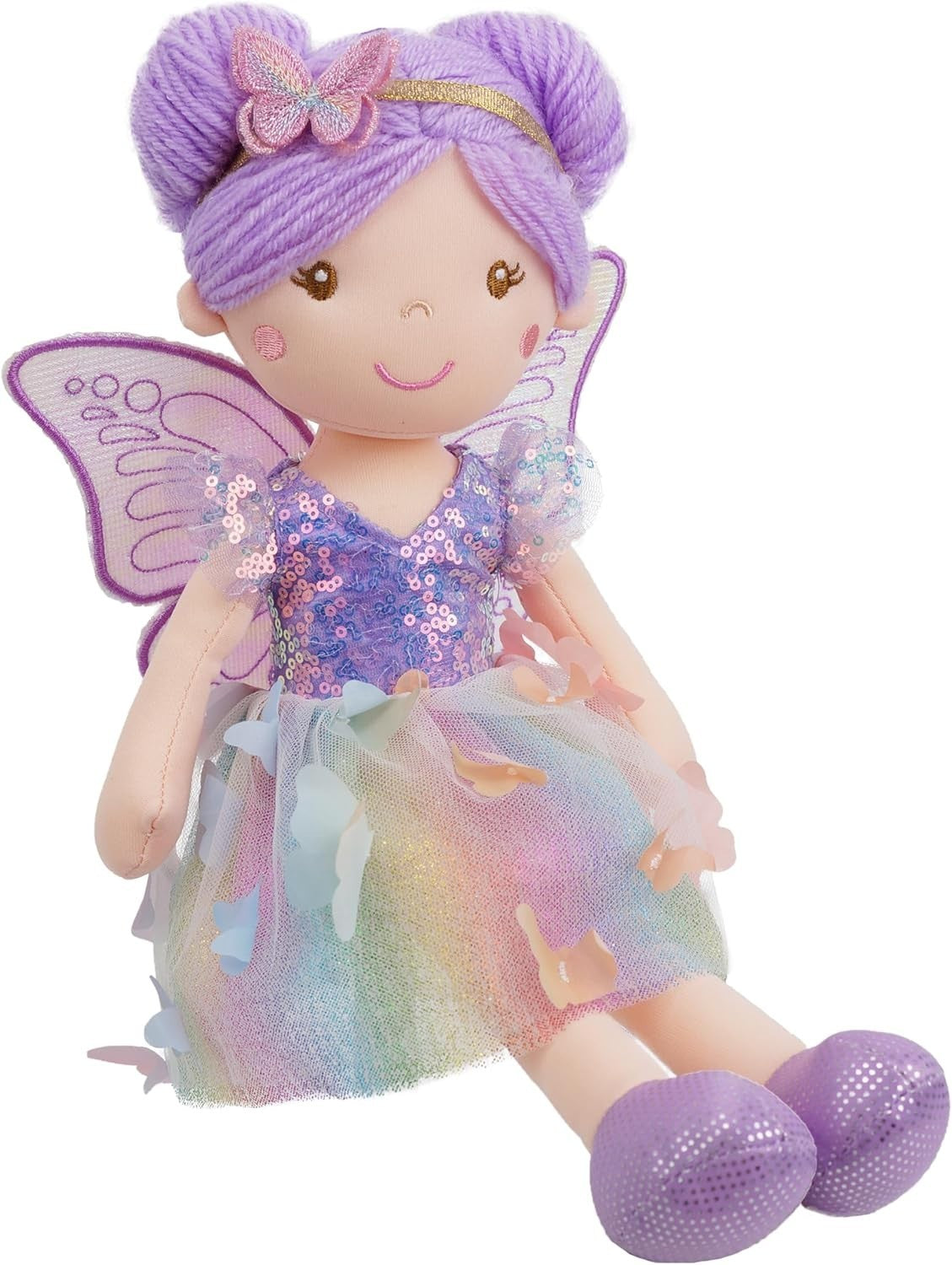 Rainbow Fairy Doll 38cm Plush Soft Toy Butterfly Skirt Wings Gift