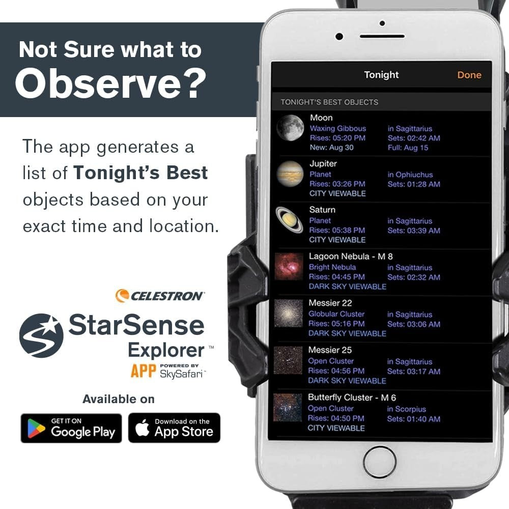 5” Schmidt-Cassegrain Telescope with Smartphone App, Eyepieces & Mount, Silver