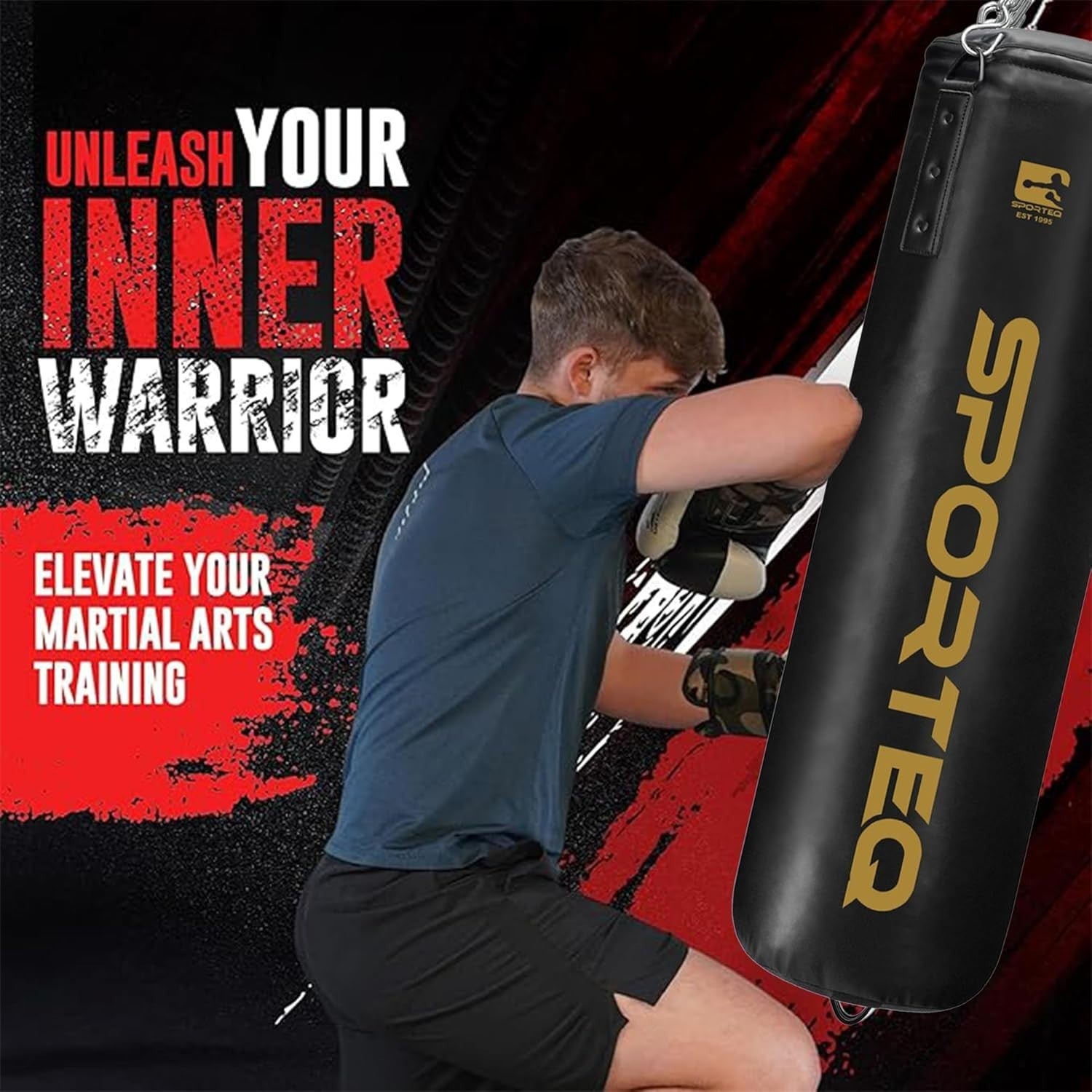 Heavy Filled Punching Bag 4FT Boxing Kickboxing MMA Training Gold