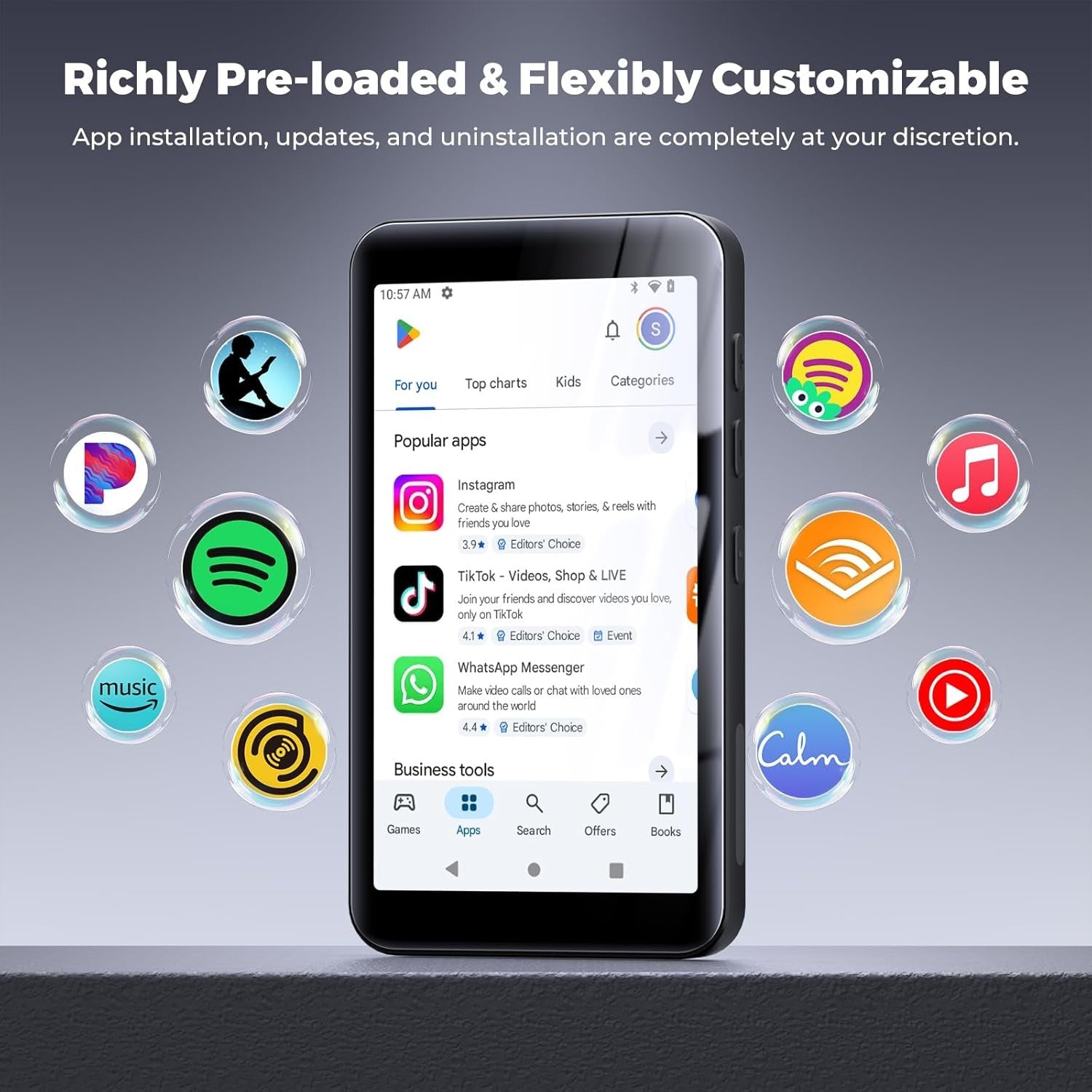 160GB WiFi Bluetooth MP3 Player Black 4" Touch Screen Spotify