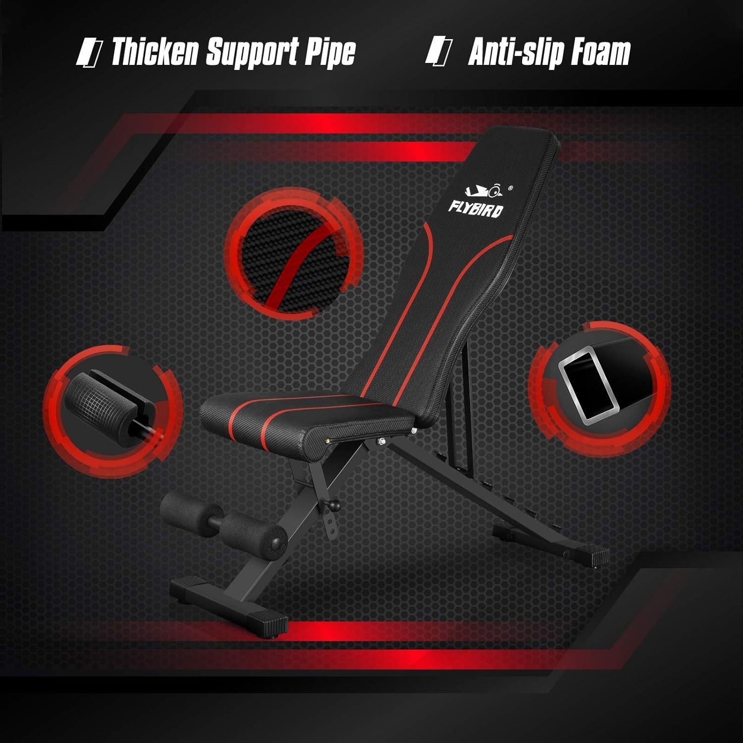 Adjustable Weight Bench Foldable 300kg Home Gym Full-Body Workout Fitness