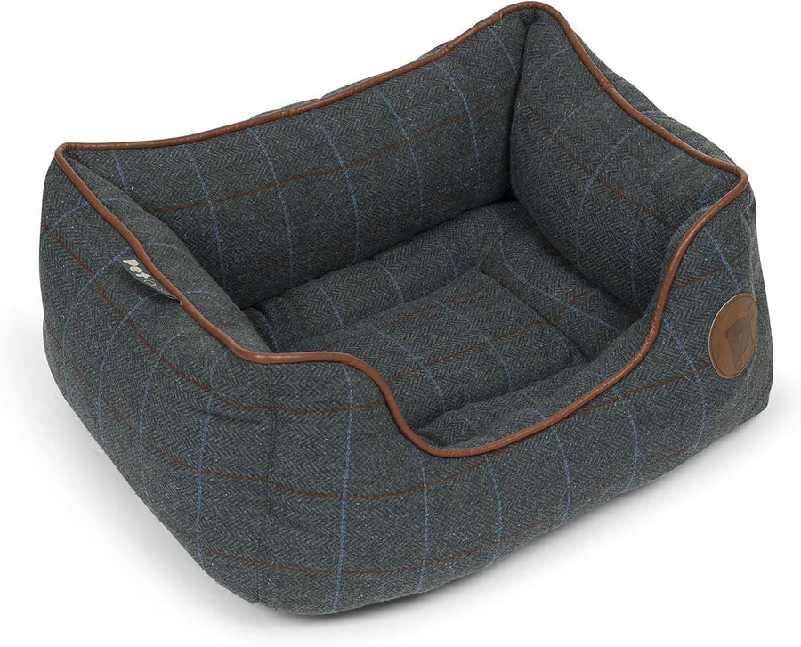 Small Tweed Dog Bed 50x42cm Reversible Cushion Cozy