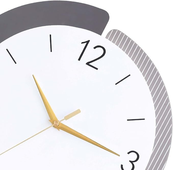 Modern Grey 19×14in Silent Pendulum Wall Clock Large Home Decor Battery Operated