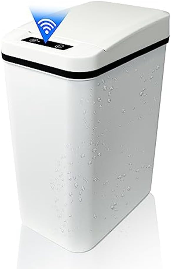 6L Touchless Bathroom Bin | Smart Motion Sensor Trash Can White