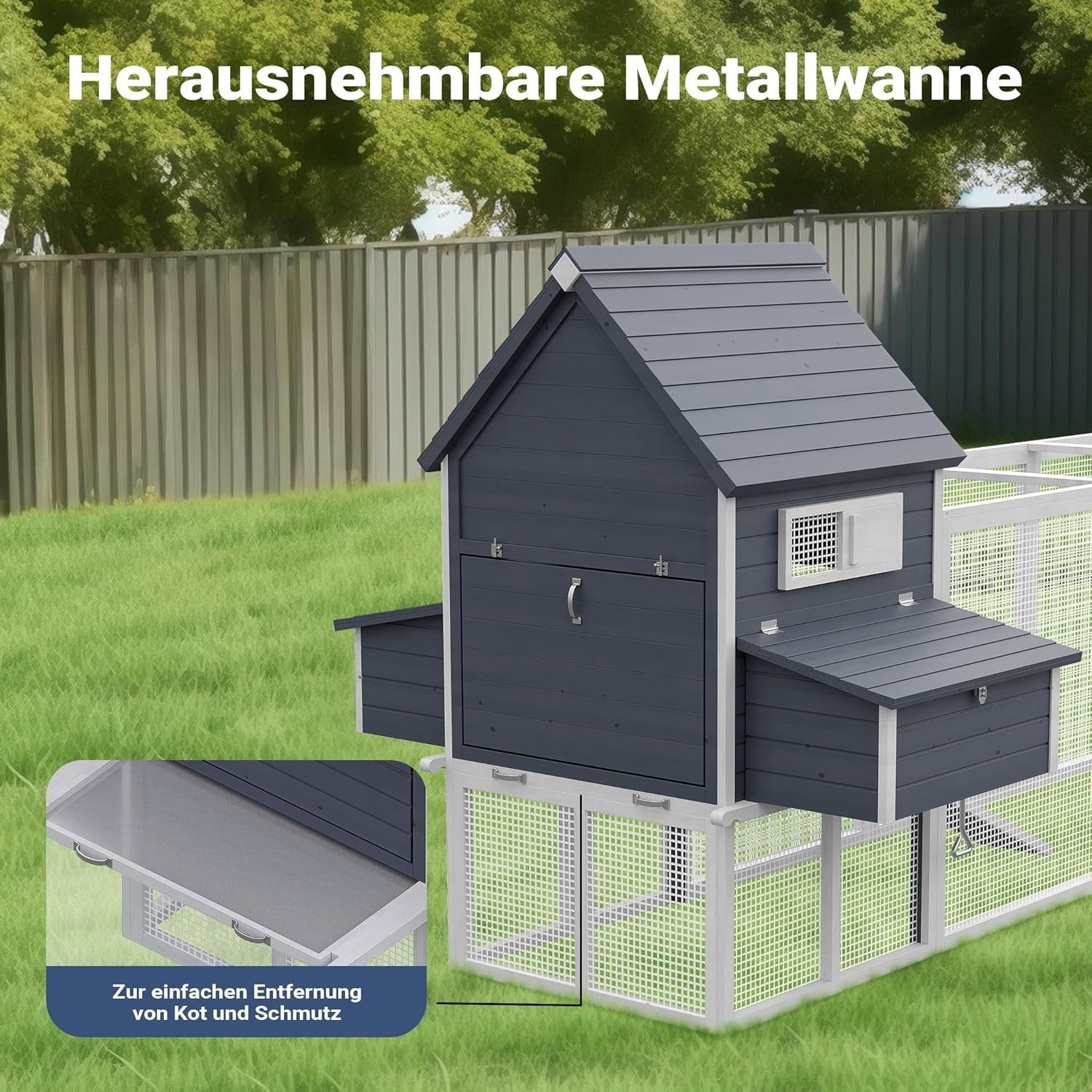 Large Grey Chicken Coop 310x150x150cm Run Nest Box