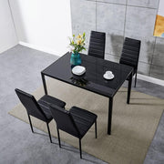 Black Tempered Glass Dining Table & 4 PU Leather Chairs - Stylish & Durable