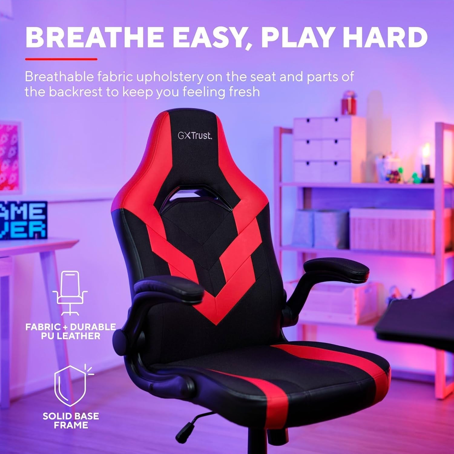 Ergonomic Gaming Chair Adjustable Tilt PC Desk Chair Red