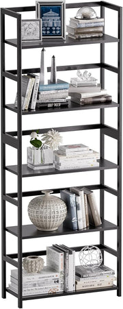 5-Tier Industrial Ladder Bookshelf, Tall Display Storage Unit for Home Office