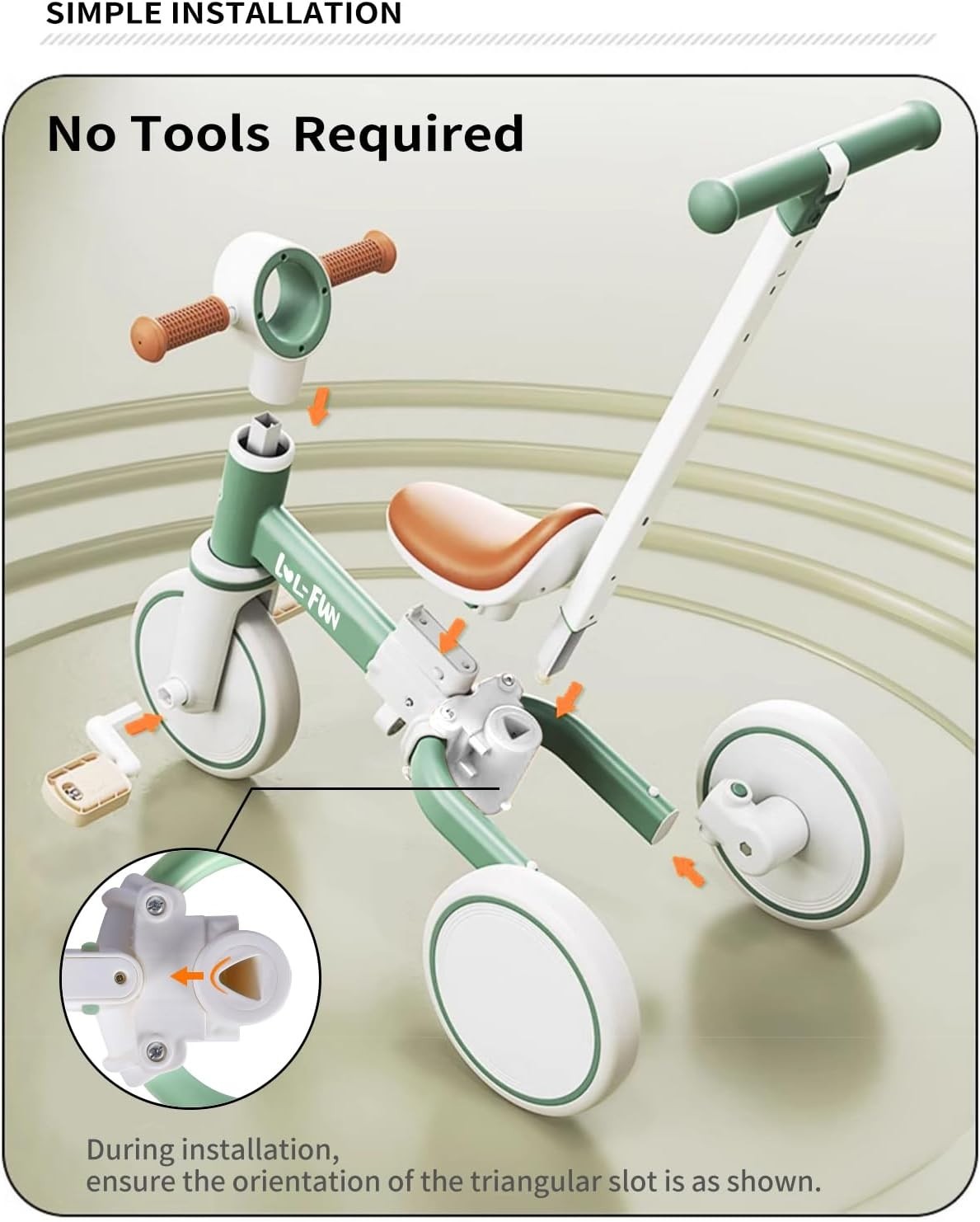 5 in 1 Toddler Tricycle Balance Bike Push Handle Removable Pedals 10M+