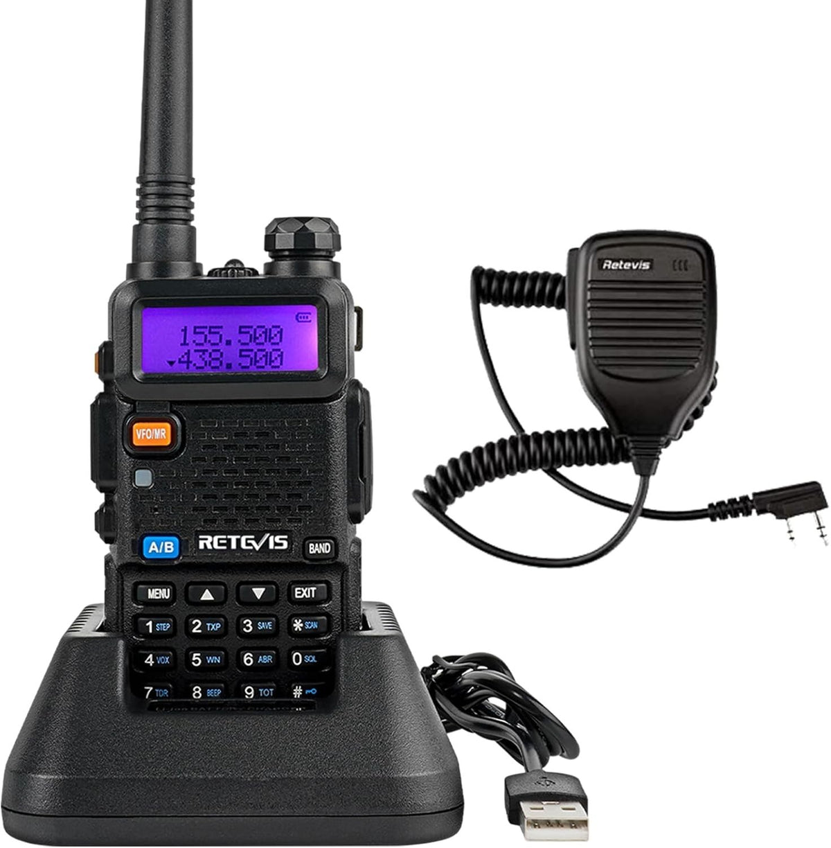 Long Range Dual Band Walkie Talkie 128CH VOX FM LCD Mic Radio
