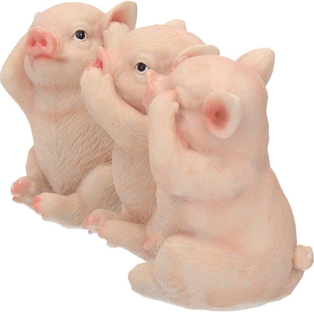 Three Wise Pig Figurines Resin 9.5cm Cute Ornament Set Home Decor Gift