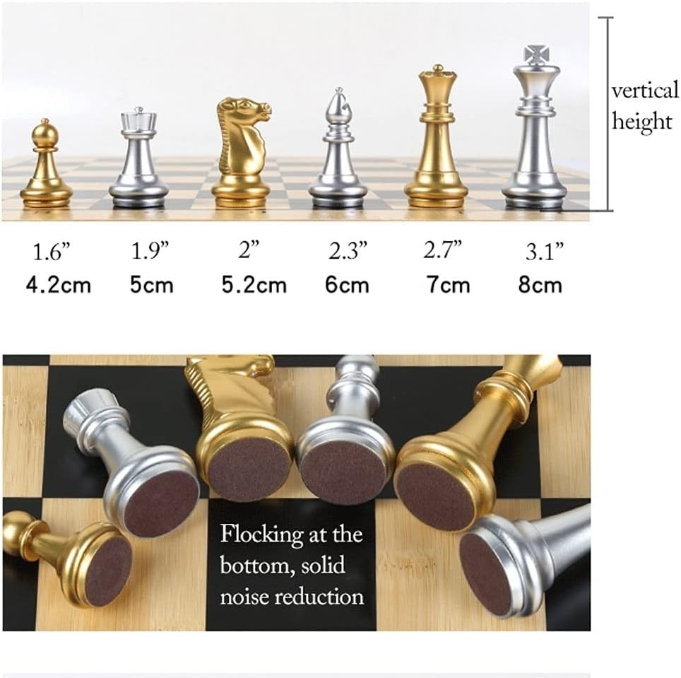 Wooden Xiangqi Travel Chess Set Double Sided Board 44cm Strategy Game