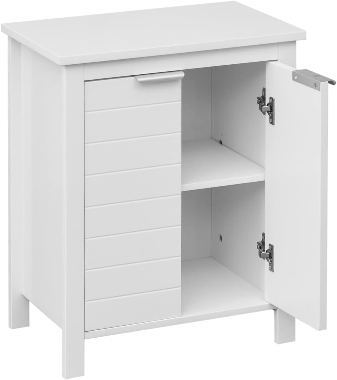 Freestanding Bathroom Storage Cabinet White 2 Door Moisture Resistant Unit